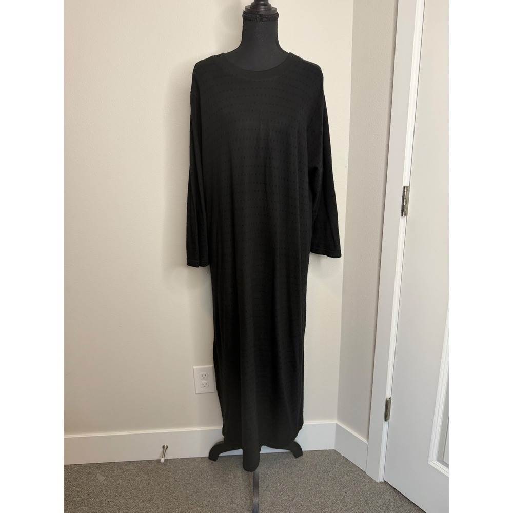 Gravel & Gold California Black Abby Swiss Dot Pointelle Maxi Dress Size XL